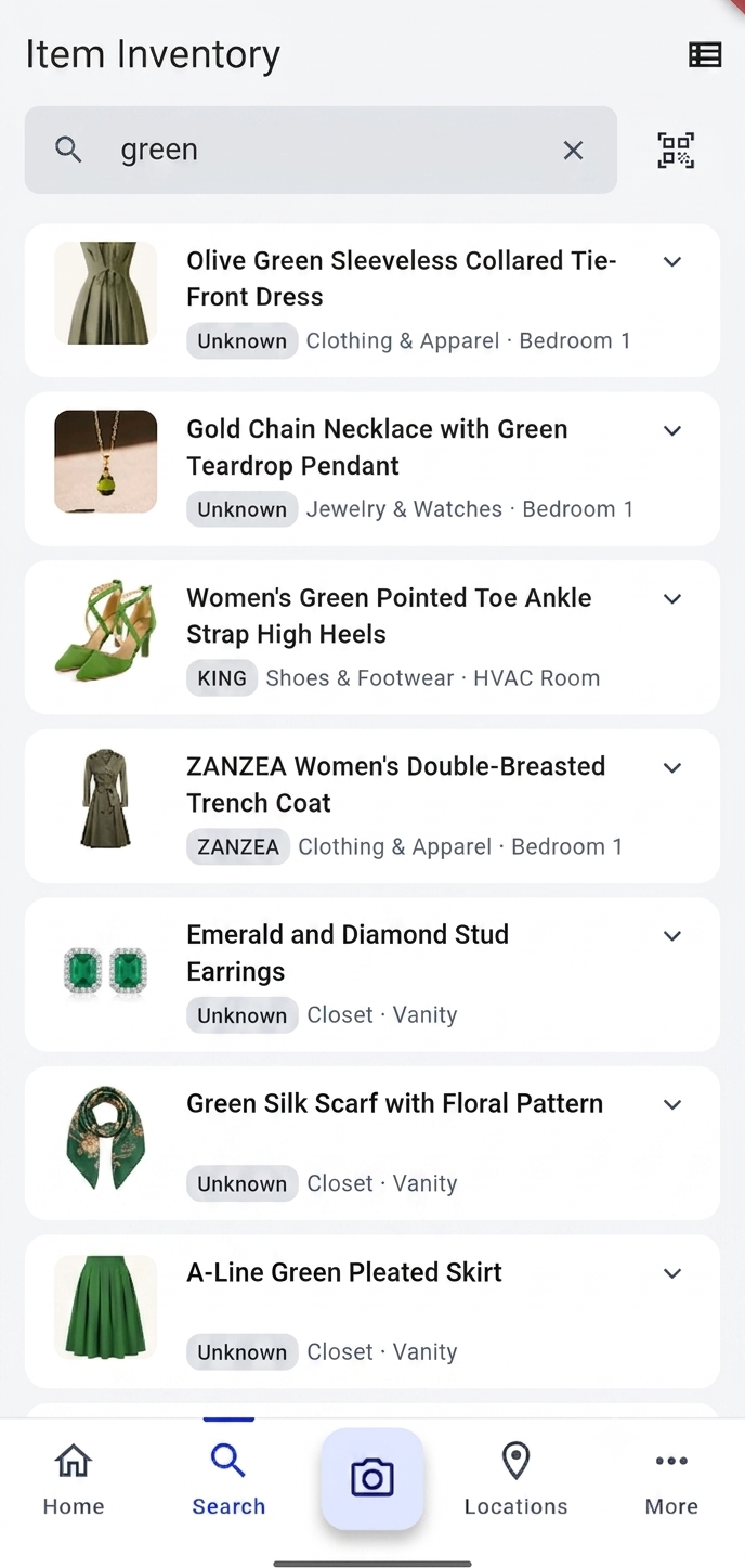 Itemli search screen